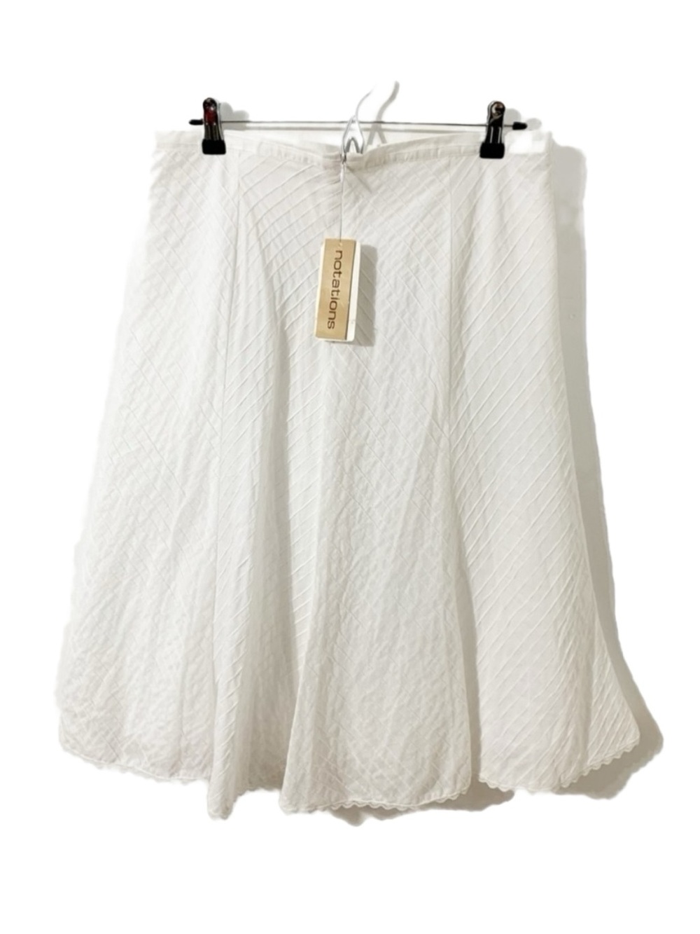 NWT Notations Tone on Tone Texture Stripe Fully Lined A-line Skirt Invisible Zip